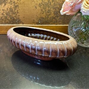 Jenkins Ceramics California USA  Brown Drip Glaze Oval Planter J-10 12.5 In